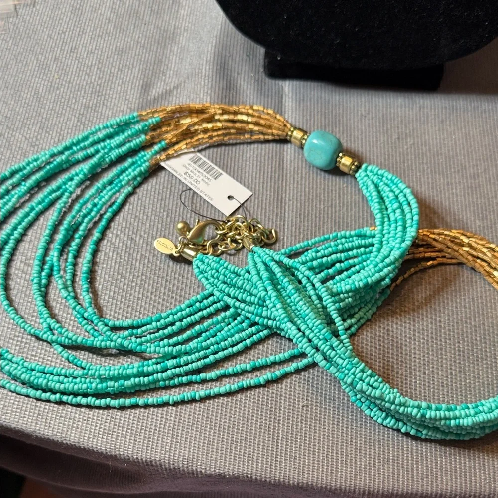 Chico's Turquoise and Gold Multi-Strand Necklace - Picture 3 of 3